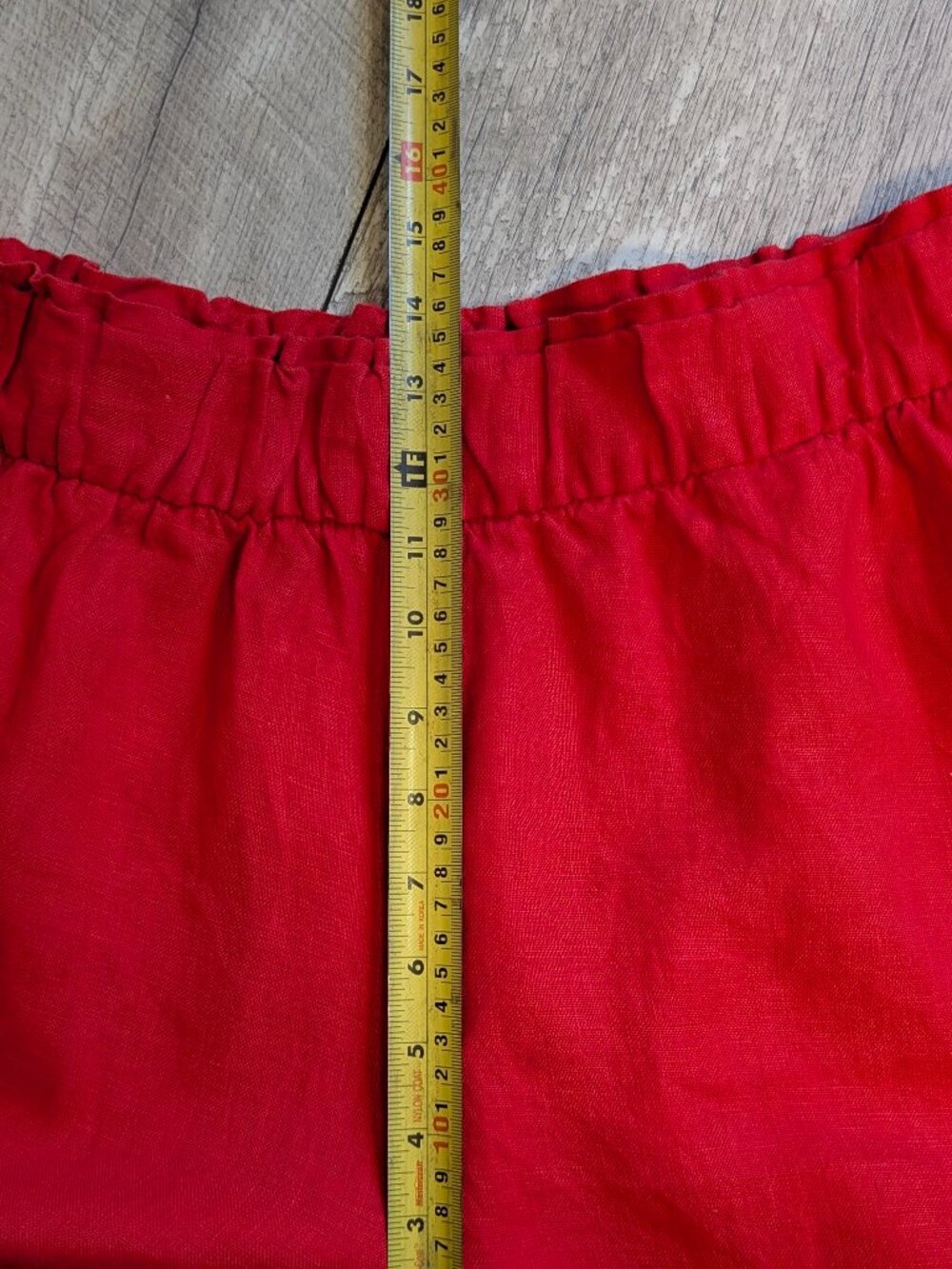 100% Linen Palazzo Cropped Wide Leg Red Pants 12 Lagenlook Resort Coastal EUC - Picture 12 of 14